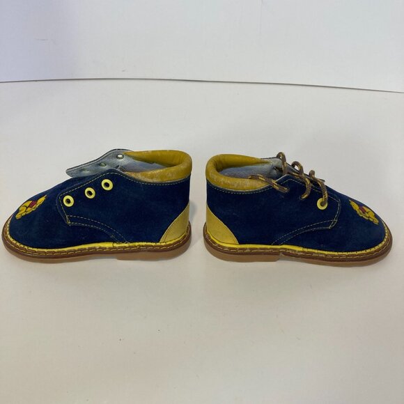 Kids Blue Suede Ankle Boot 15 Size 7-8? Pooh Bear Mexico Unbranded Missing Lace - Picture 4 of 11